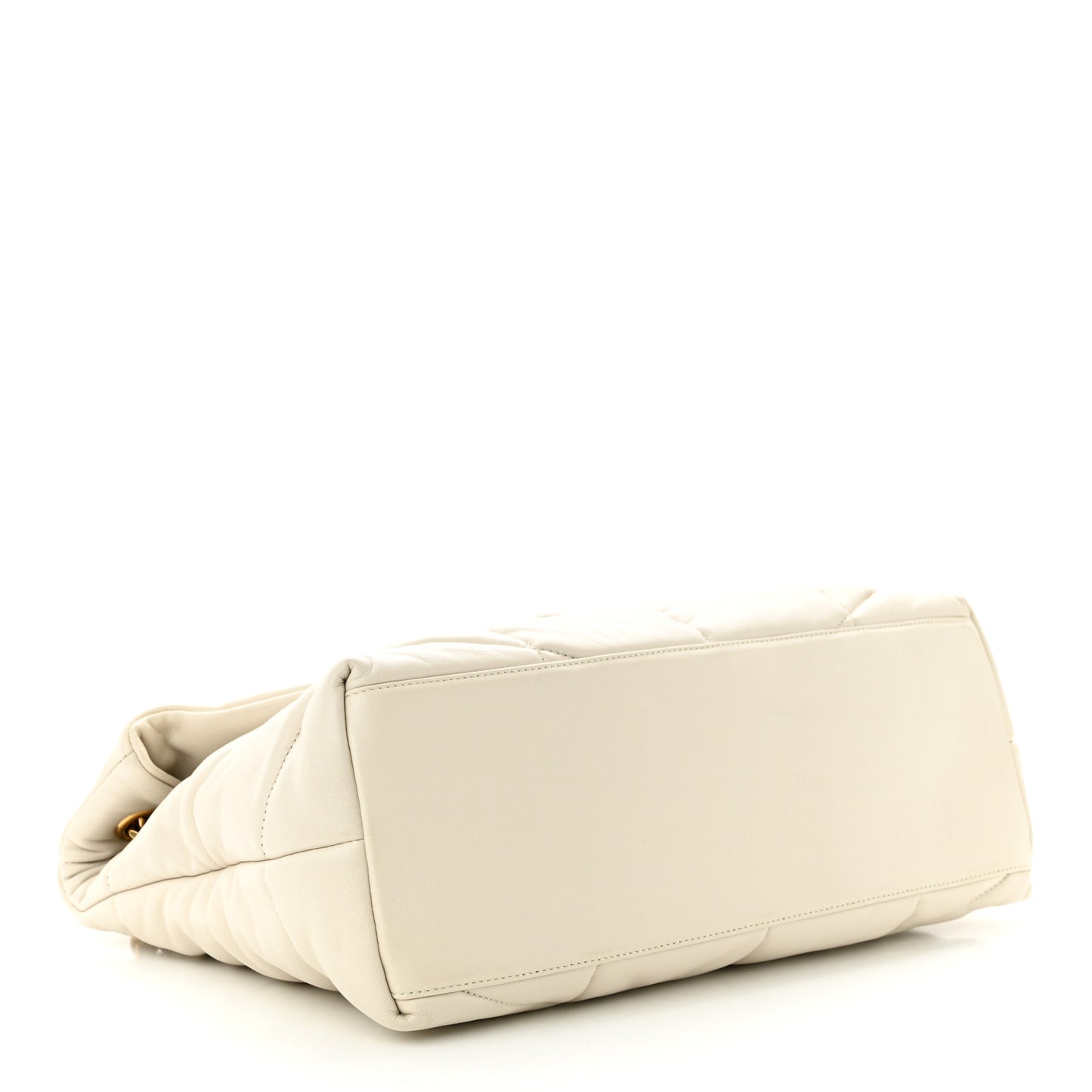 SAINT LAURENT Lambskin Quilted Medium Loulou Puffer Monogram Chain Satchel Crema Soft