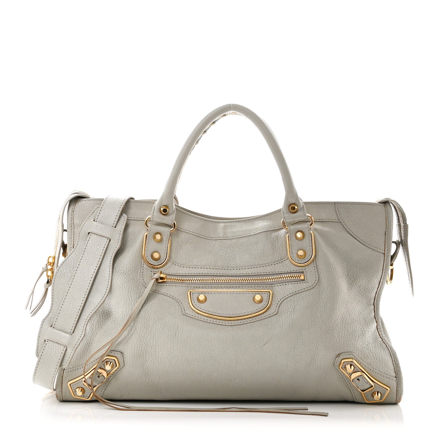 Balenciaga Chevre Gold Metallic Edge Hardware City Gris Glace