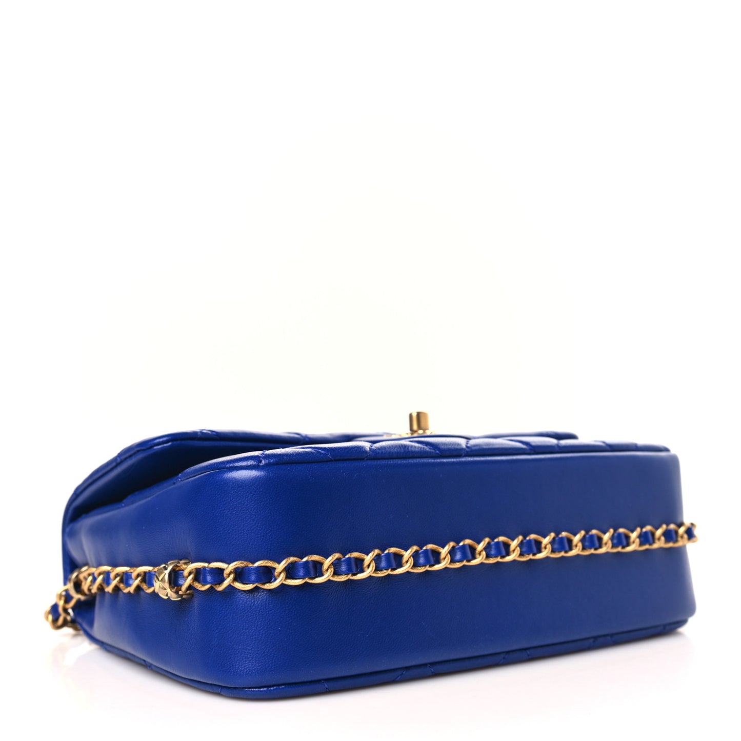 Lambskin Quilted Large CC Chain Flap Blue