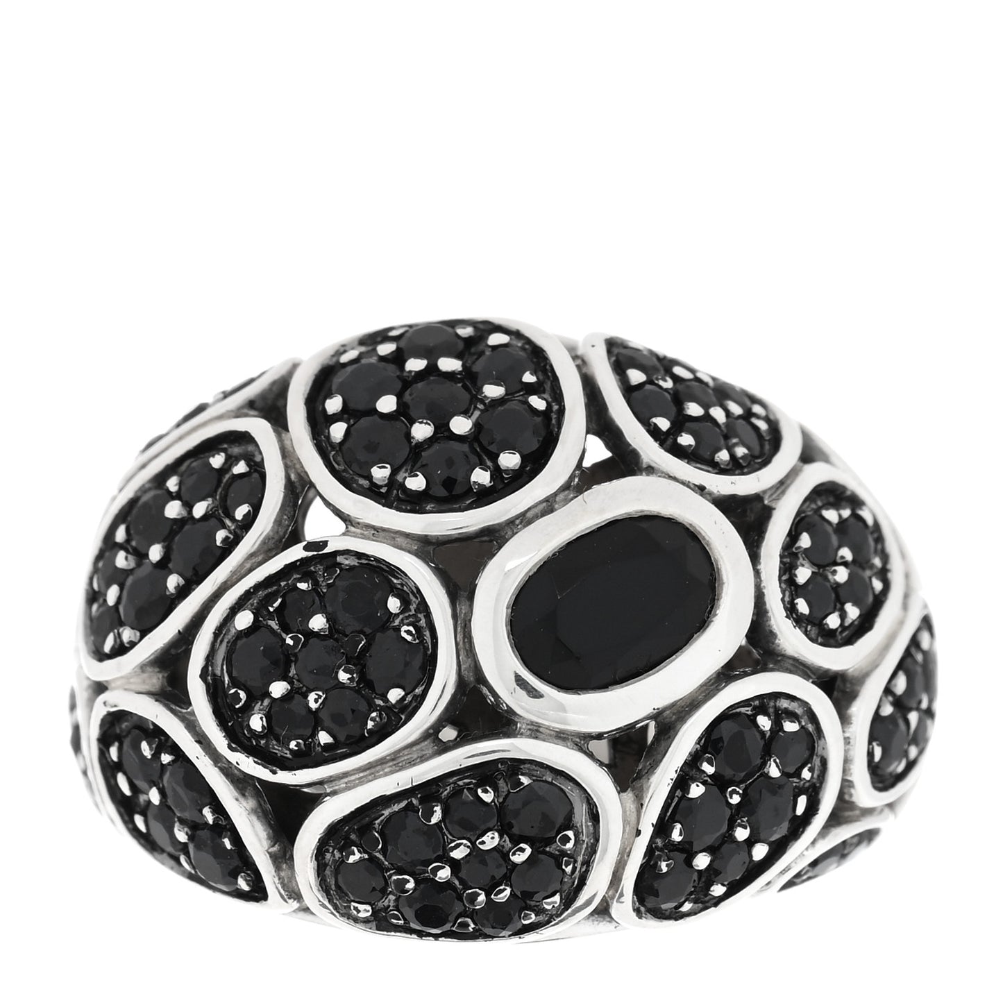 Sterling Silver Black Spinel Chalcedony Small Kali Lava Dome Ring 57 8
