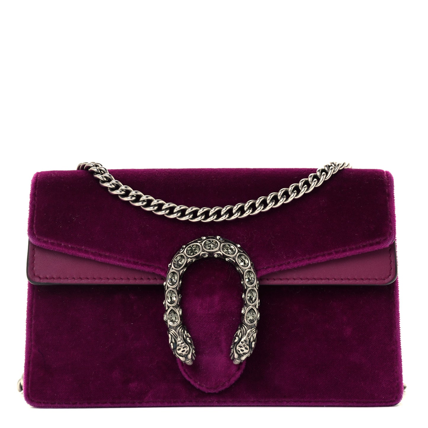 Velvet Super Mini Dionysus Shoulder Bag Fuchsia Violet Cyclamen