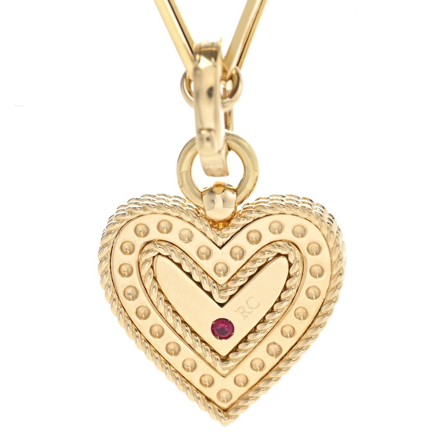 18K Yellow Gold Diamond Venetian Princess Heart Medallion Charm Necklace