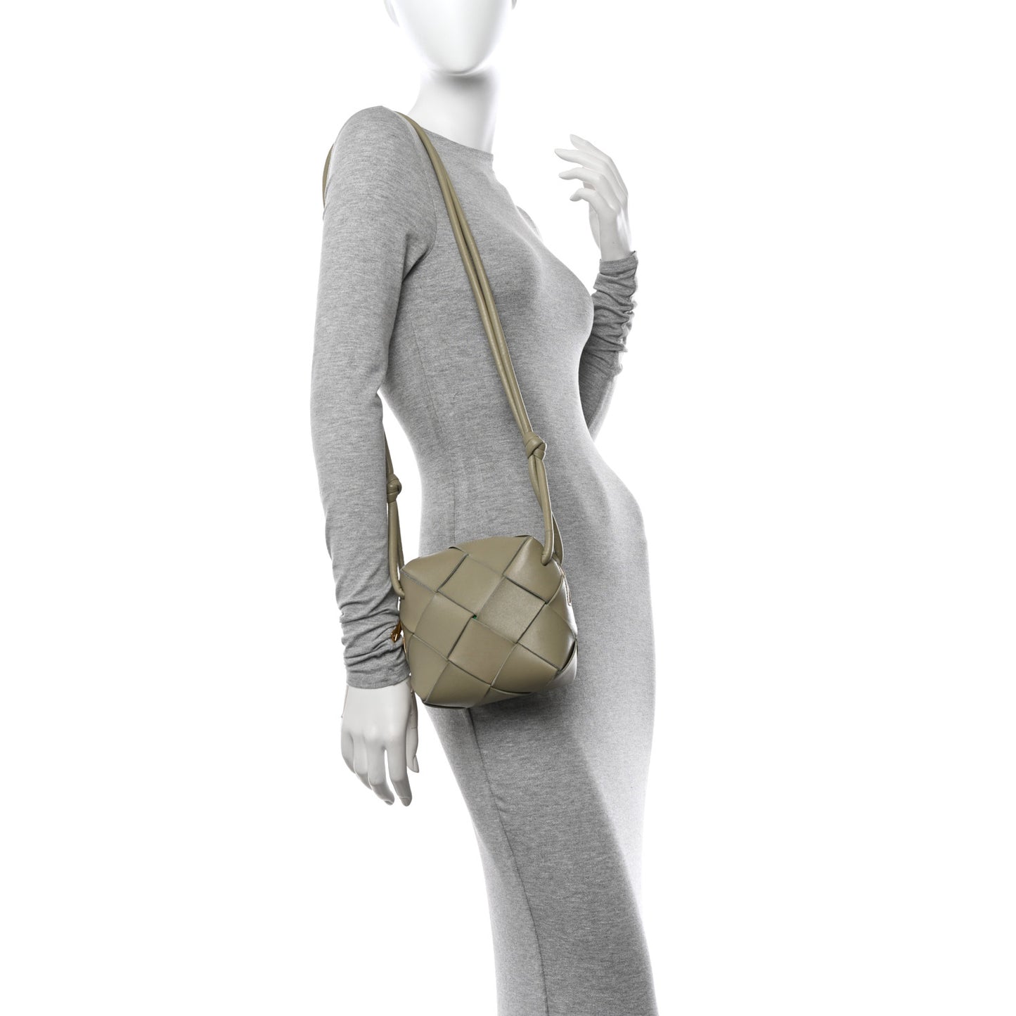 Lambskin Maxi Intrecciato Mini Cassette Camera Bag Travertine