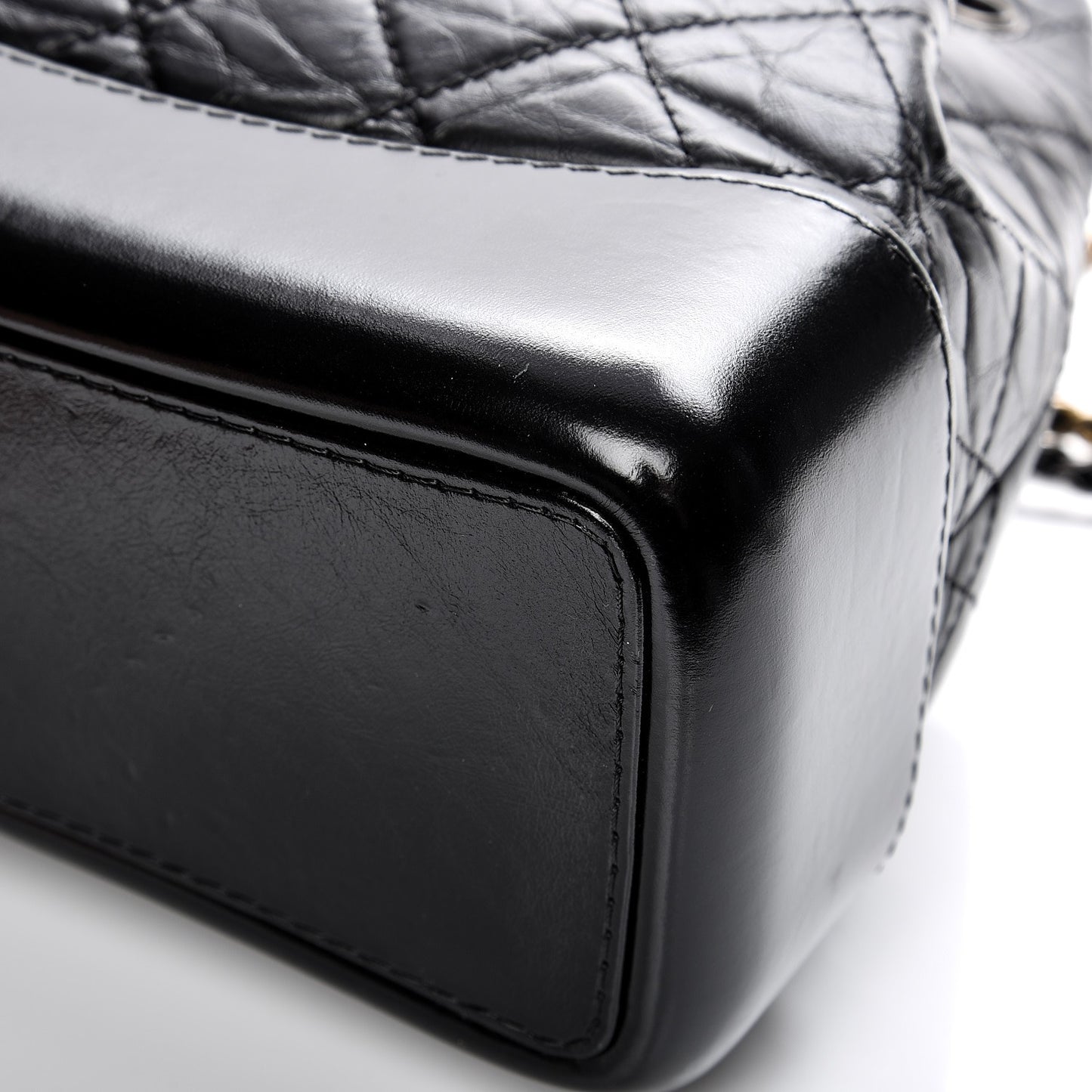 Aged Calfskin Quilted Gabrielle Backpack Black