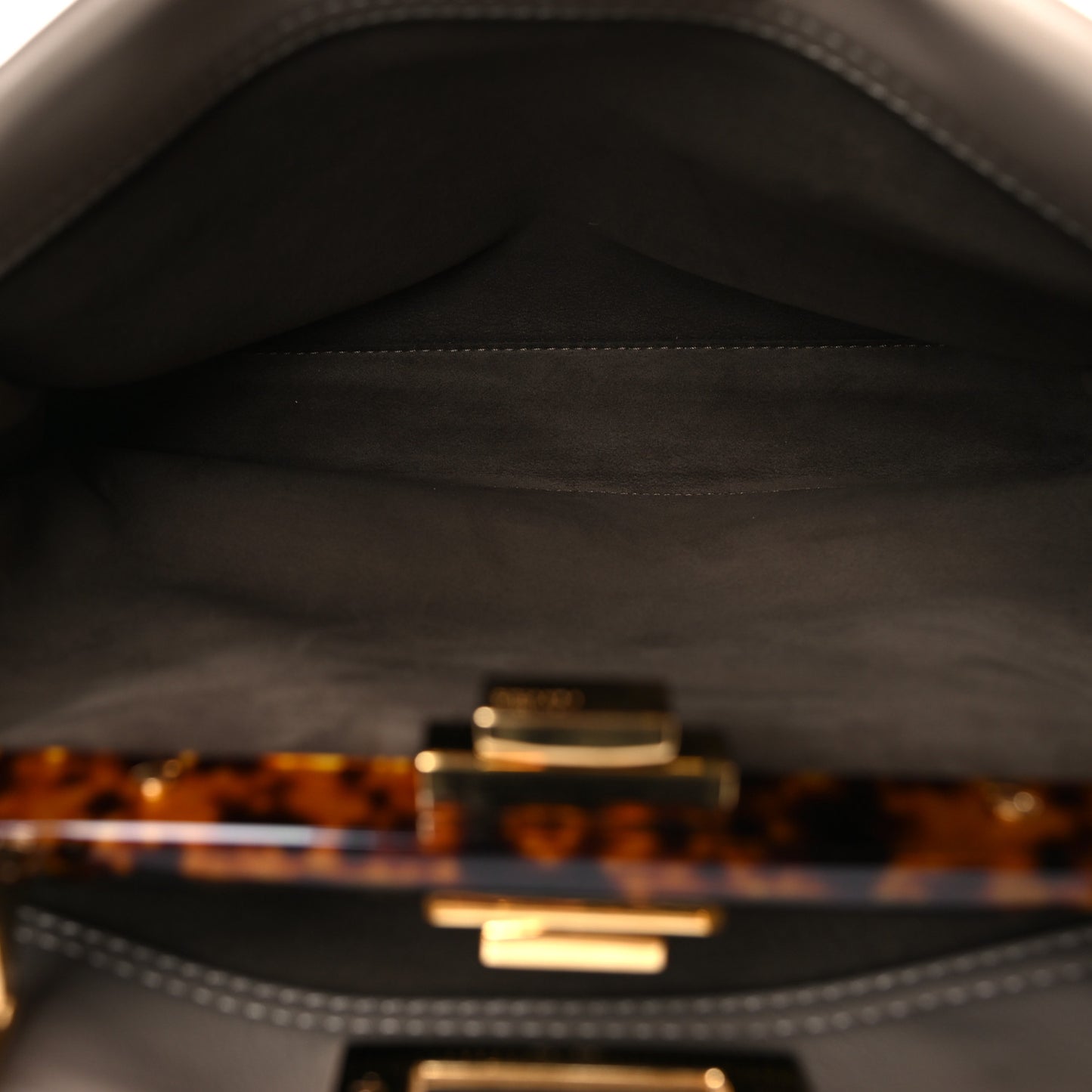 Vitello Seta Plexiglass Tortoise Medium Peekaboo Iconic Satchel Tortora