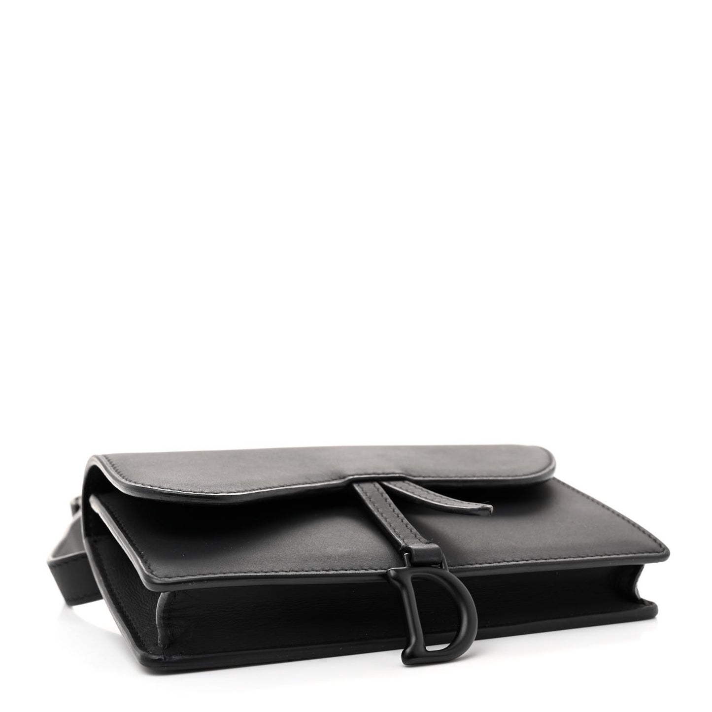 Ultra Matte Calfskin Saddle Belt Clutch Black