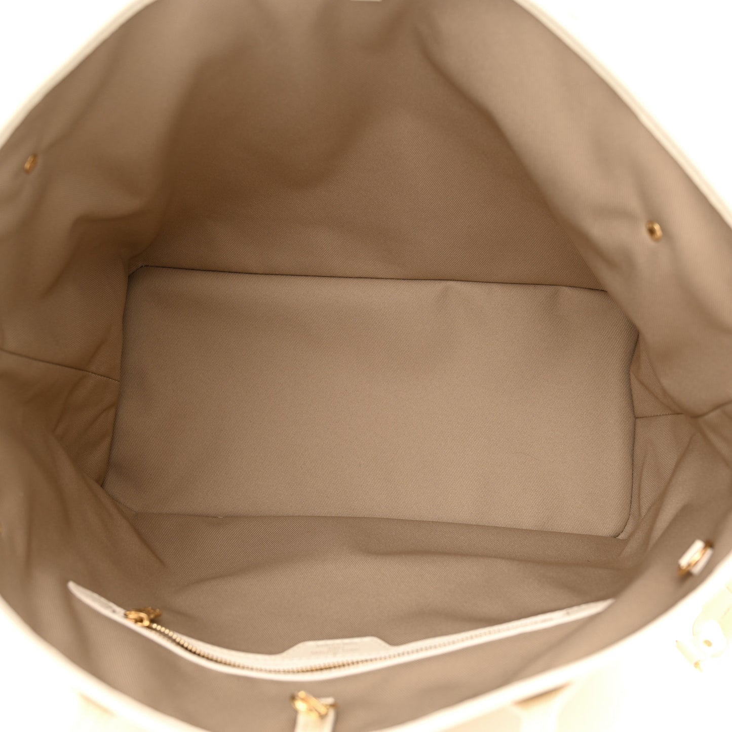 Cotton Monogram Embroidered Neverfull MM Beige White