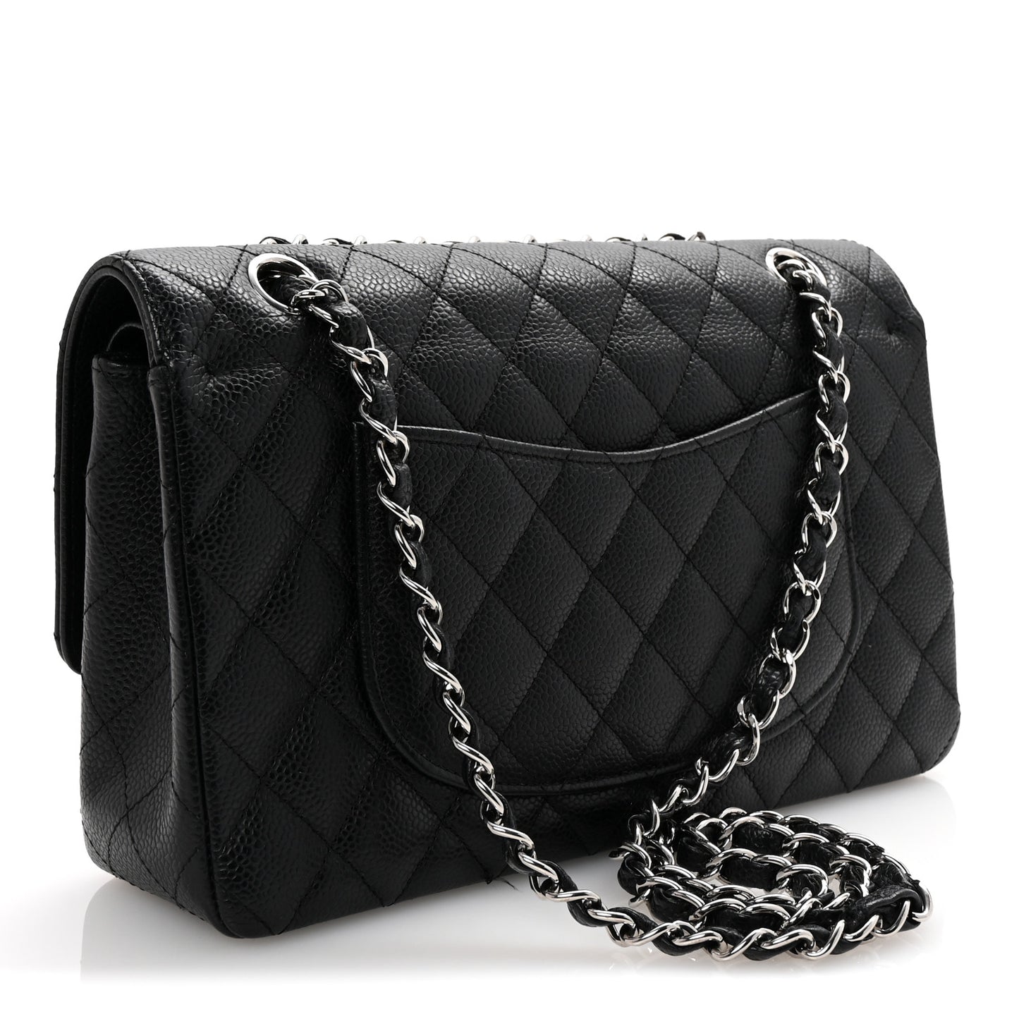Caviar Quilted Medium Double Flap Black