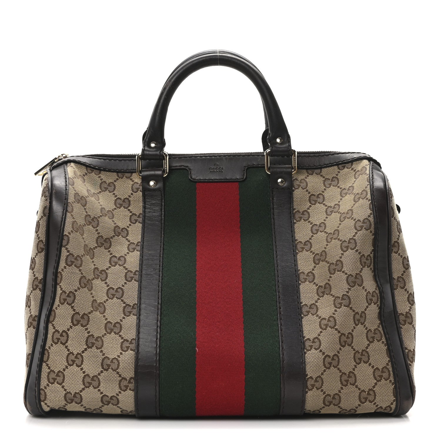 GUCCI 26S HAND BAG 19 IN BLACK CALFSKIN WITH MONOGRAM PATTERN