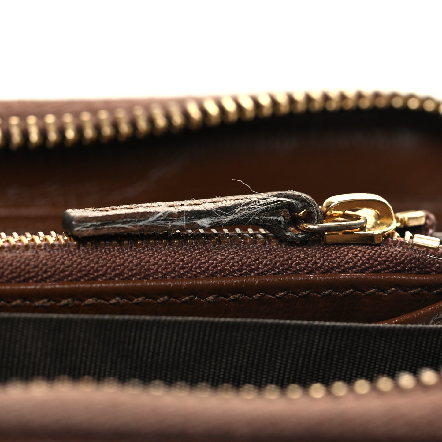 GG Supreme Monogram Azalea Calfskin Horsebit 1955 Zip Around Wallet Beige Ebony Brown Sugar