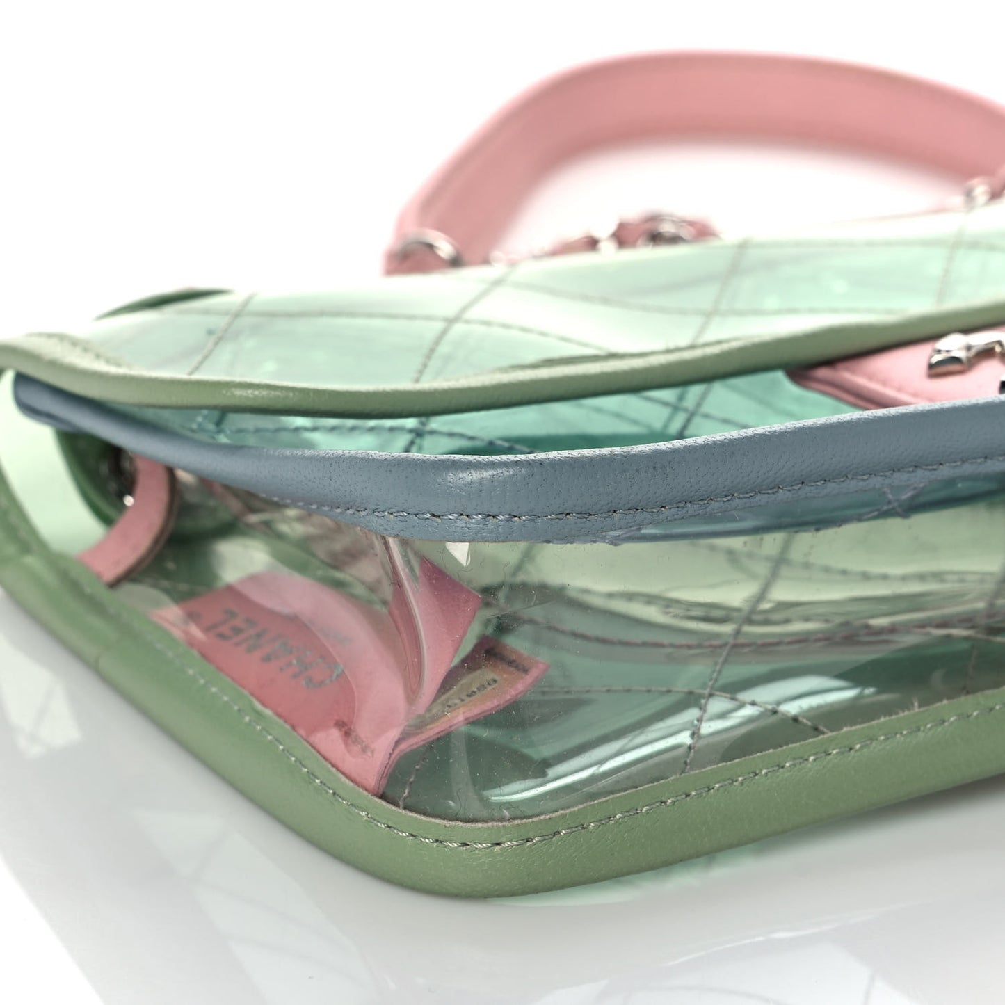 Lambskin PVC Quilted Mini Coco Splash Flap Blue Green