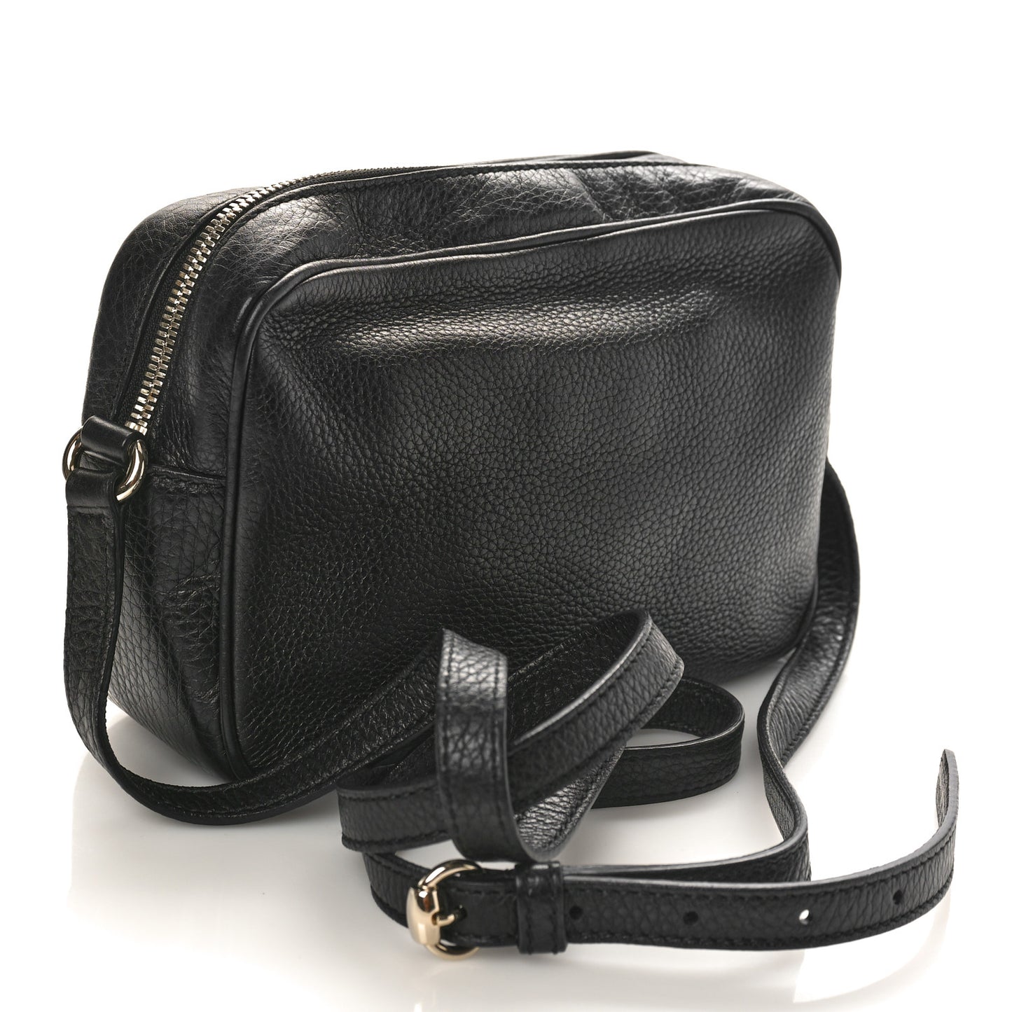 Pebbled Calfskin Small Soho Disco Bag Black