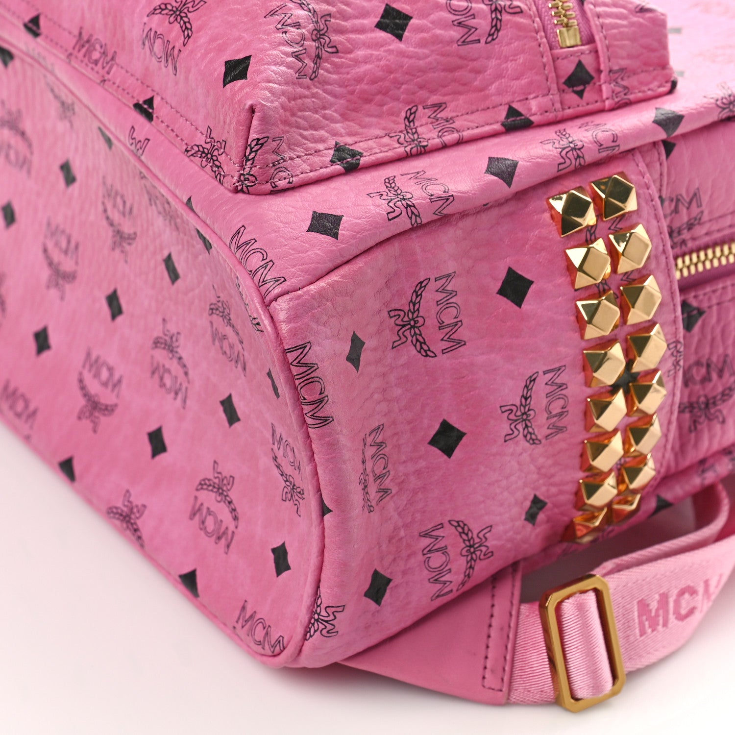 MCM Visetos Small Side Stud Stark Backpack Pink 8 of 9