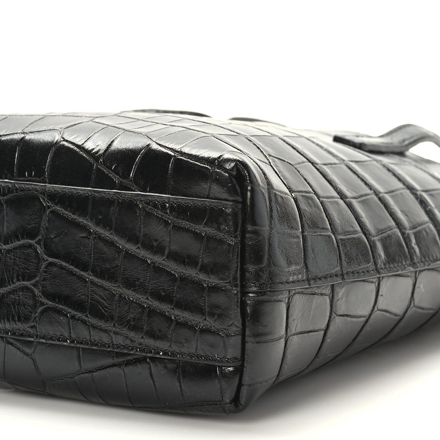 Saint Laurent Calfskin Crocodile Embossed Paris Mini Toy Shopper Tote Black 9 of 9