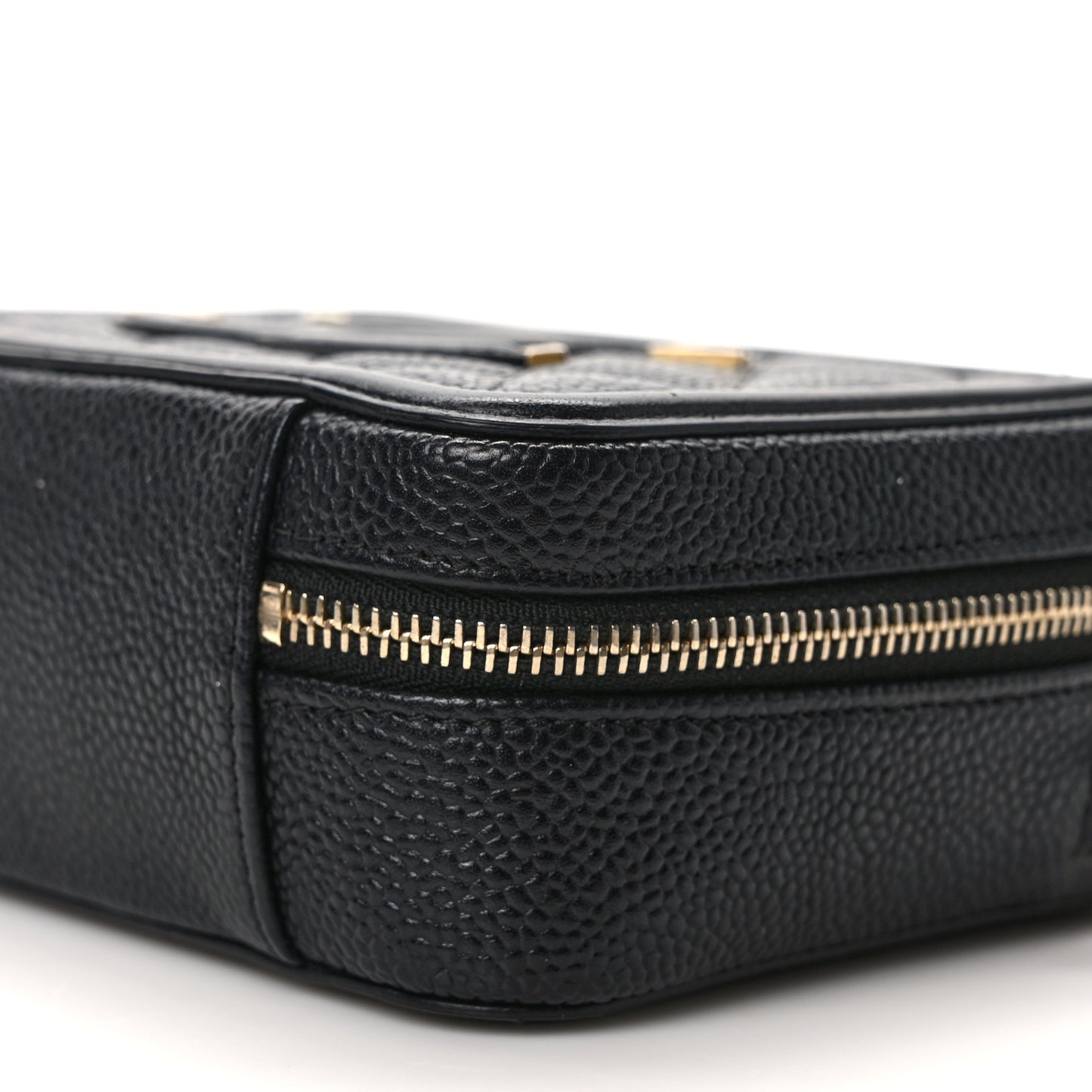 Caviar Quilted CC Filigree Vanity Clutch With Chain Black