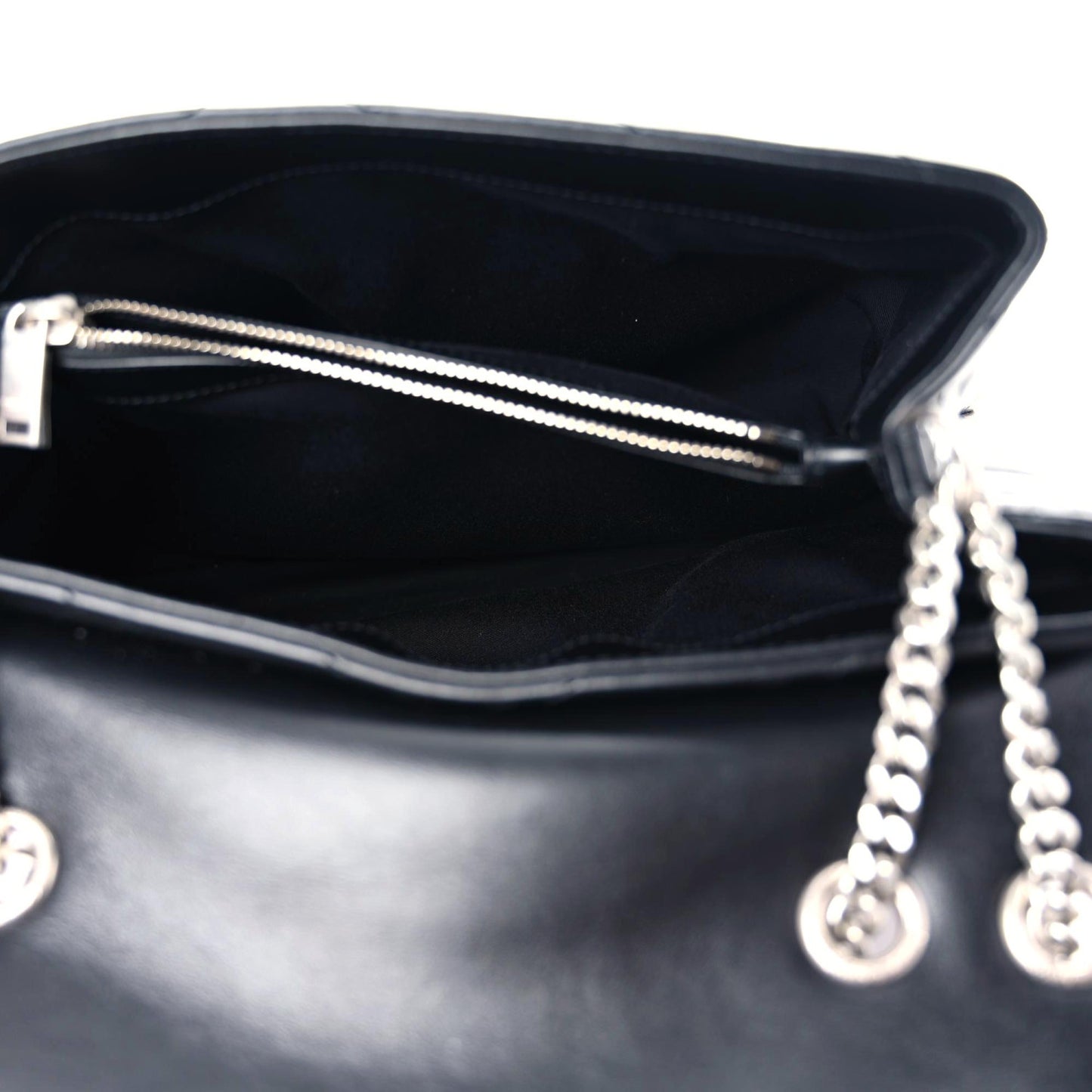Calfskin Y Quilted Monogram Medium Loulou Chain Satchel Black