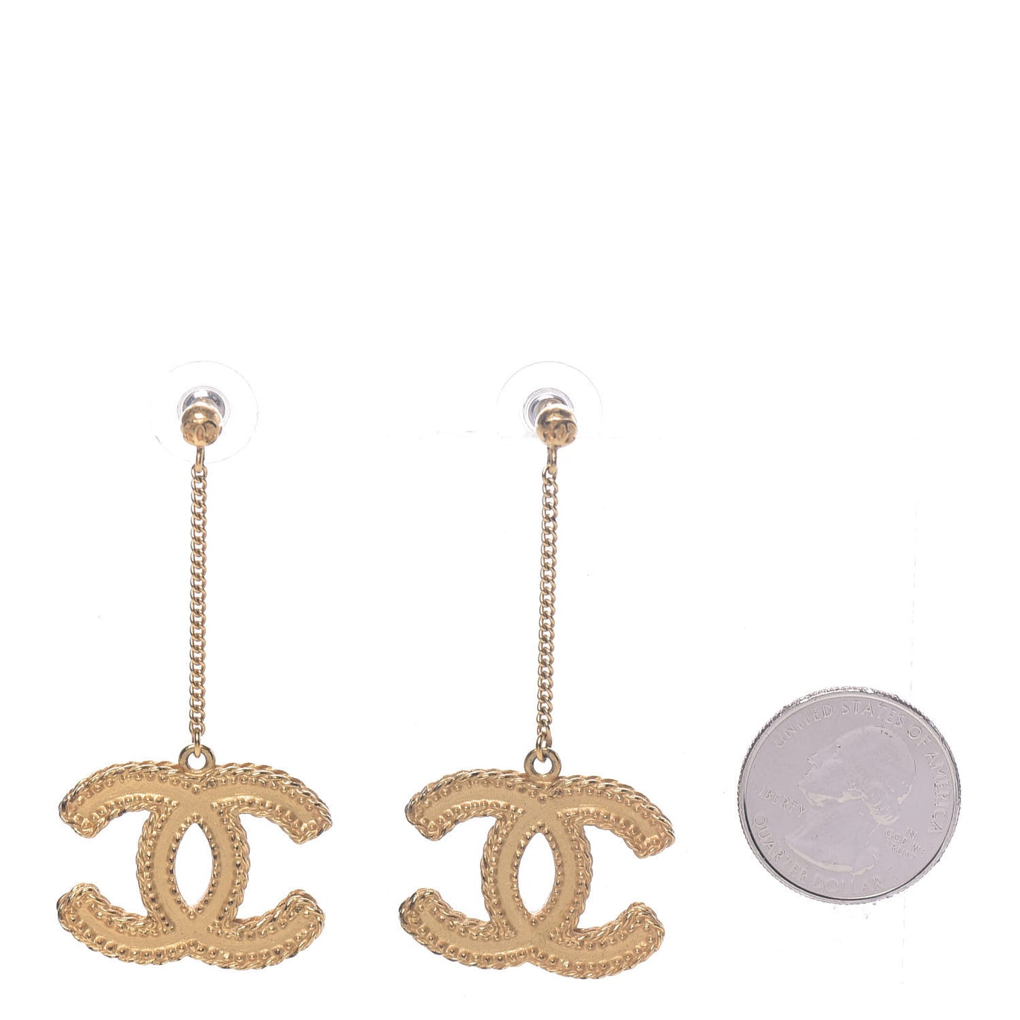 CC Drop Earrings Matte Gold