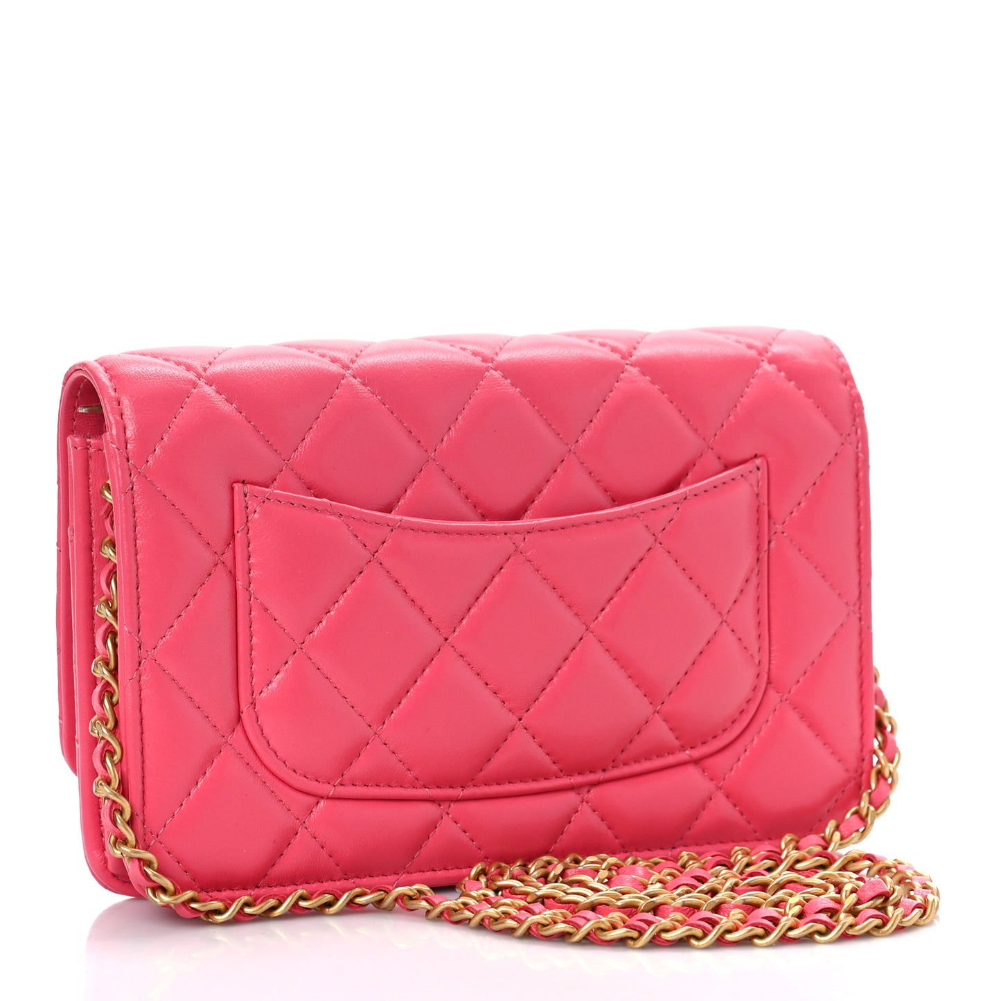 Lambskin Plexiglass Quilted Coco Love Wallet On Chain WOC Pink