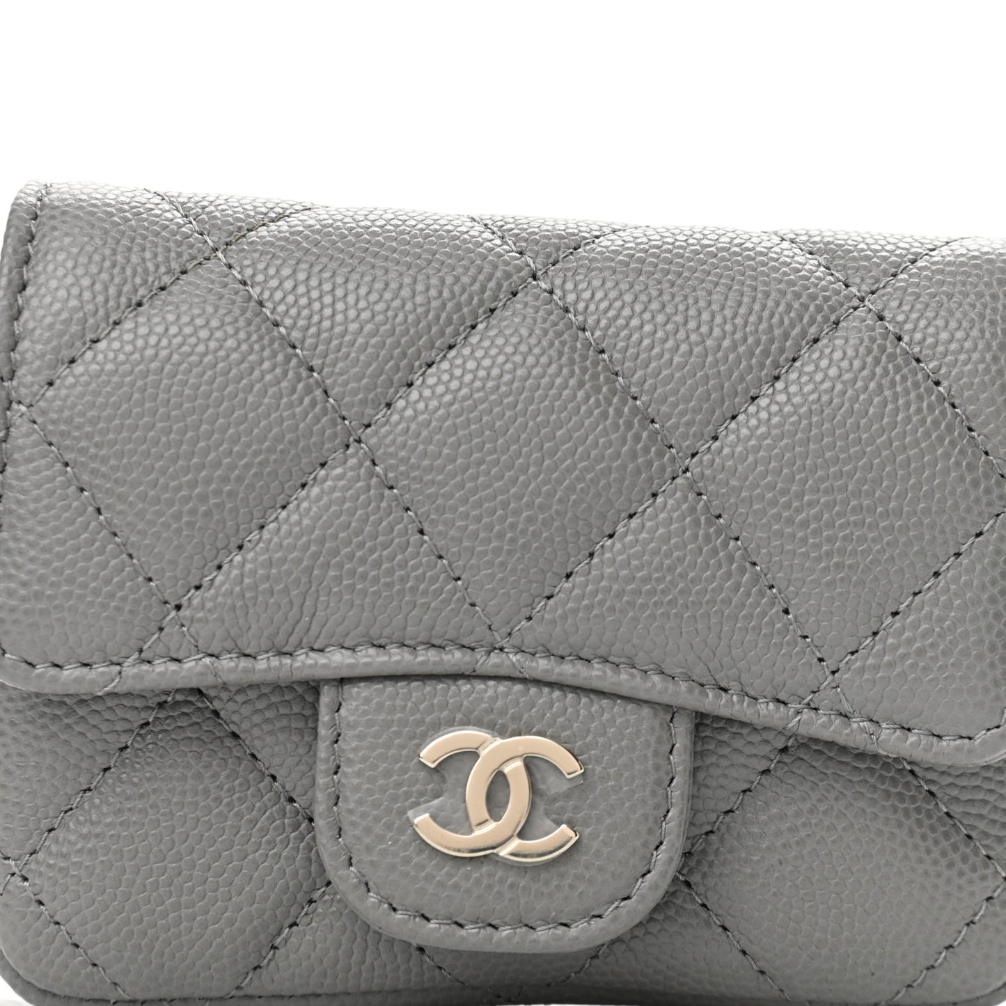 Caviar Quilted Mini Chain Belt Bag Grey