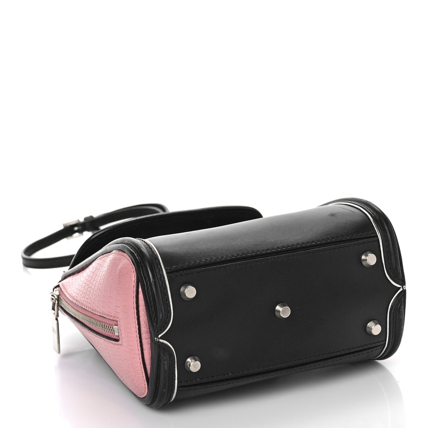 Soft Calfskin Small Enamel Plate Heroine Powder Black