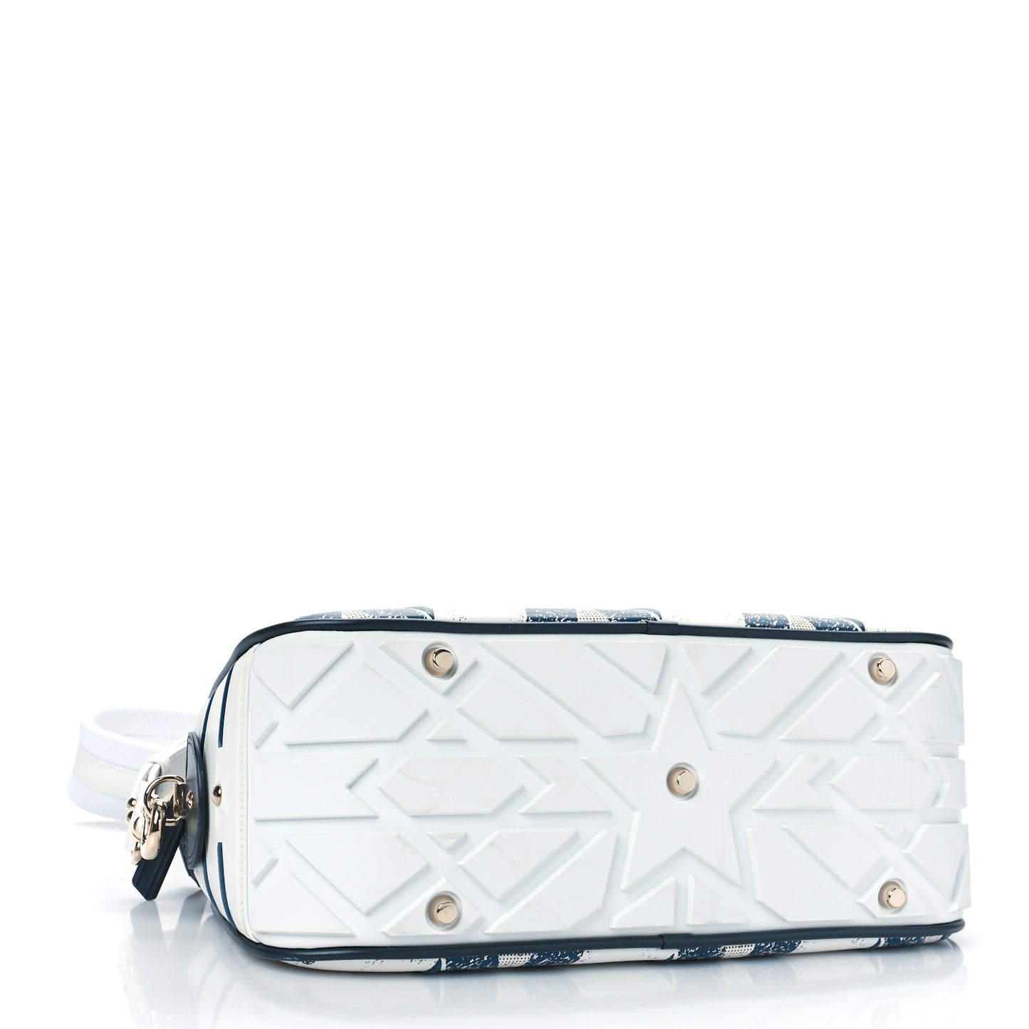 Calfskin Star Medium Dior Vibe Zip Bowling Bag White Blue