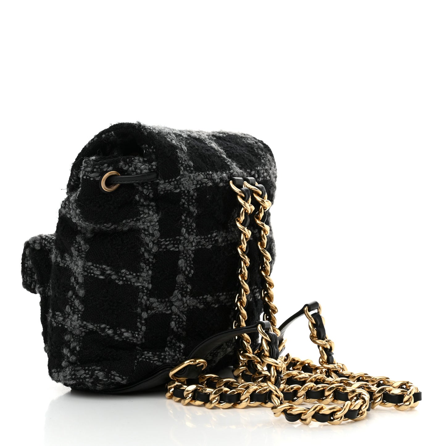 Wool Tweed Elegant Backpack Black Grey