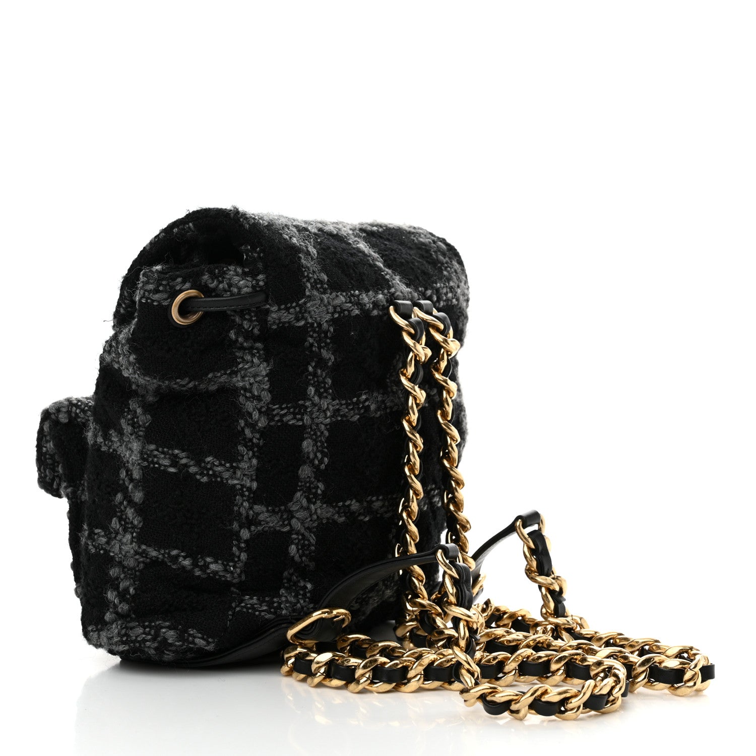 Chanel Wool Tweed Elegant Backpack Black Grey 3 of 12