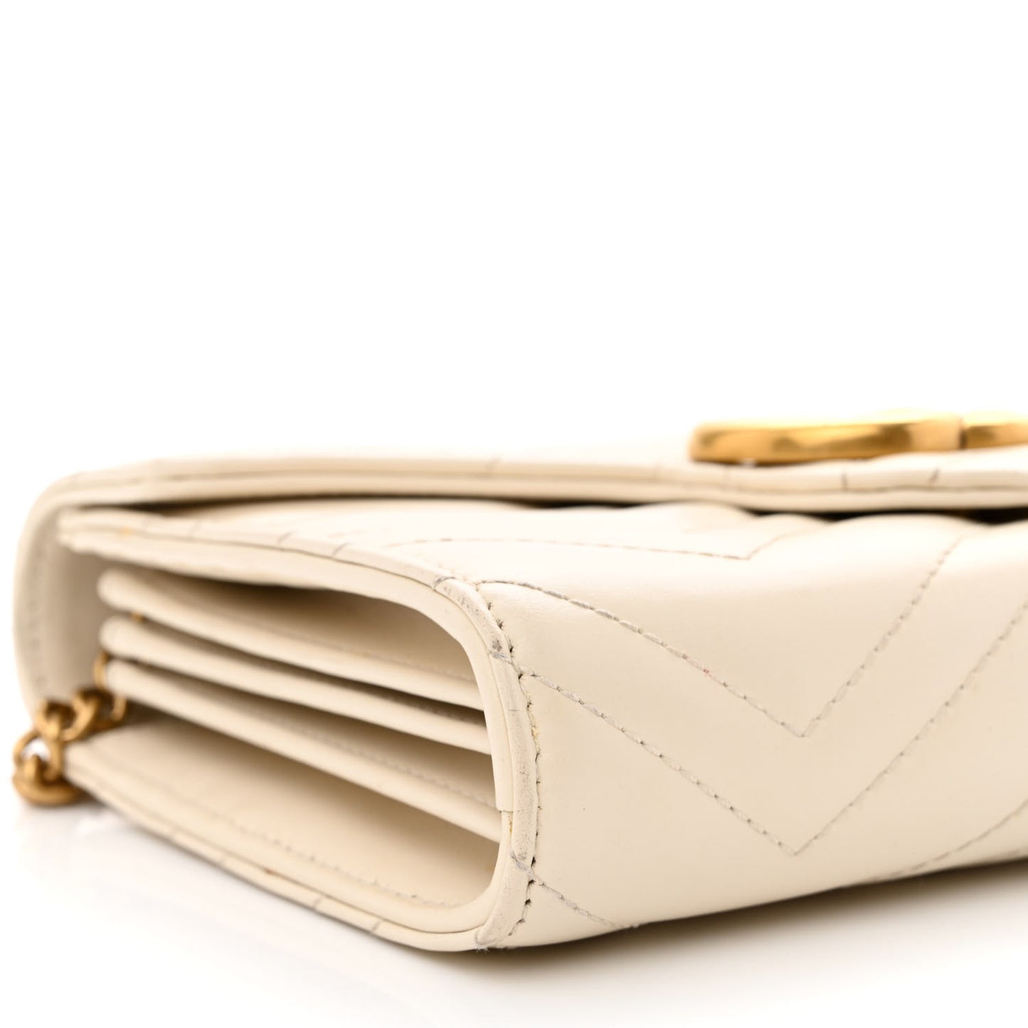 Calfskin Matelasse GG Marmont Chain Wallet Mystic White