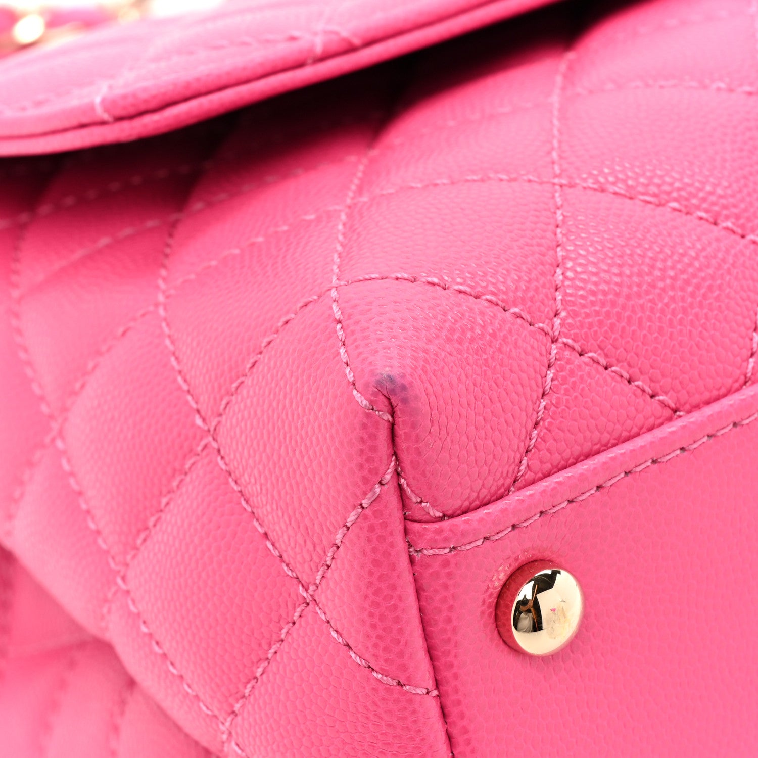 Chanel Caviar Quilted Small Coco Handle Flap Dark Pink 12 of 15
