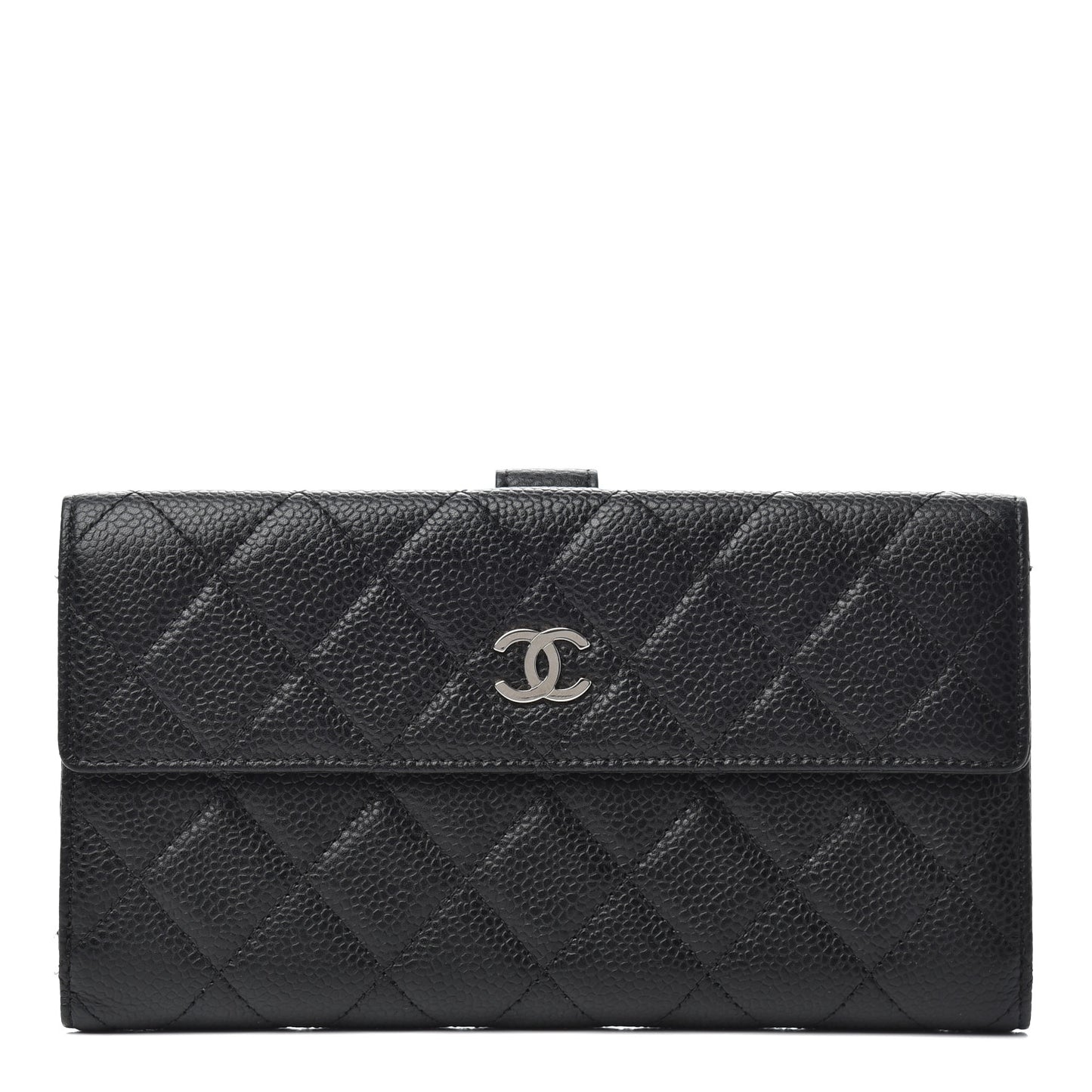 Caviar Quilted CC Long Double Wallet Black