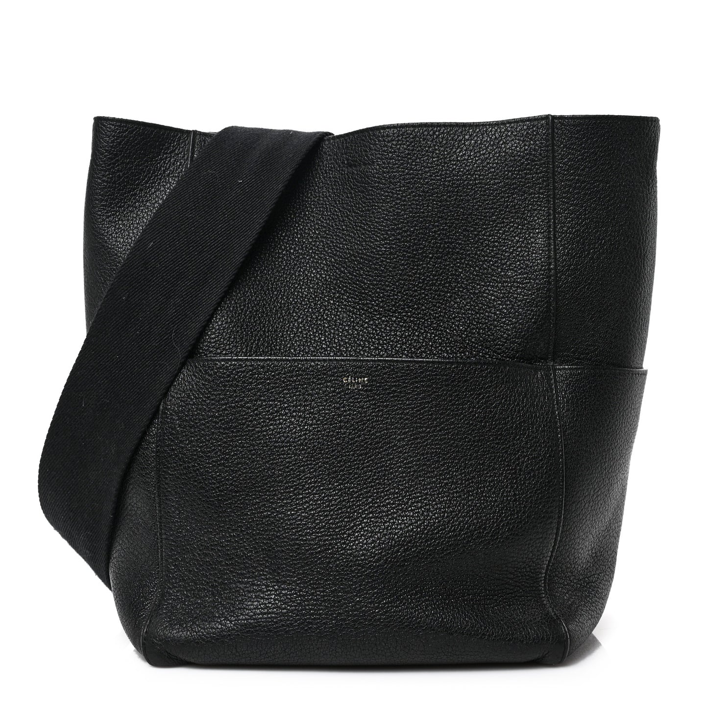 Soft Grained Calfskin Sangle Bucket Bag Black