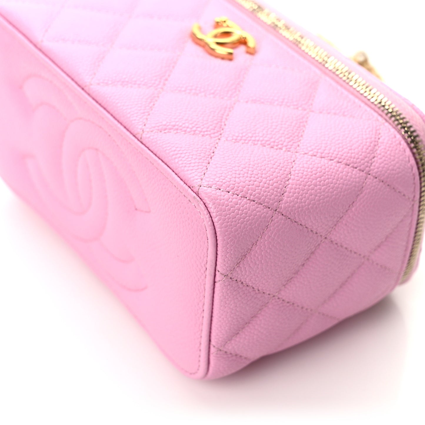 Caviar Quilted Sweetheart Vanity Case Pink