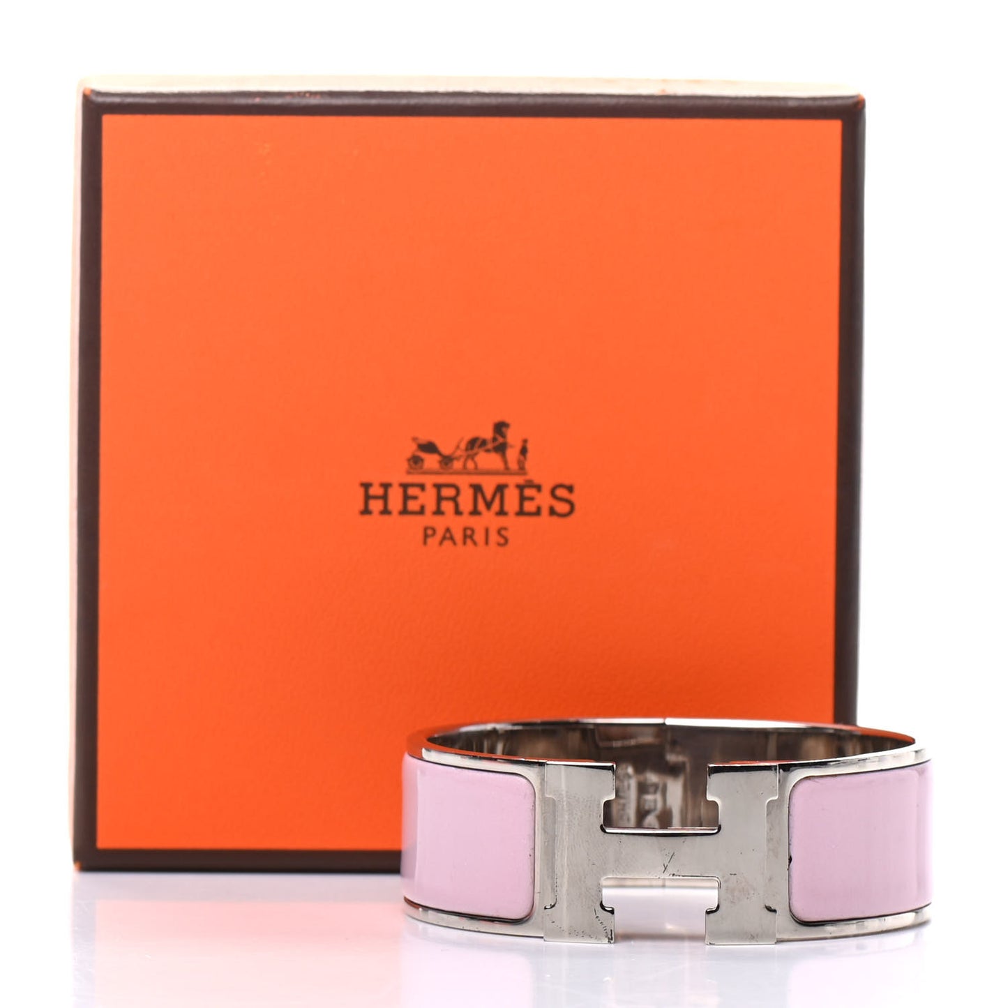 Enamel Wide Clic Clac H Bracelet PM Rose Dragee