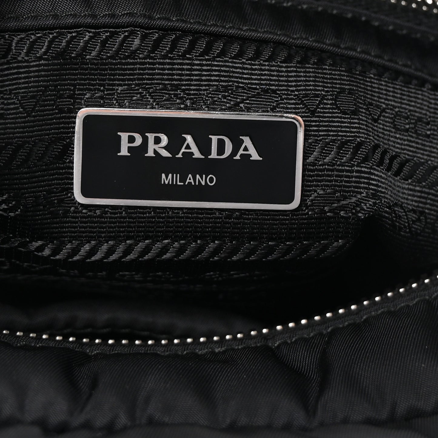 Re-Nylon Nappa Triangle Quilted Padded Double Handled Zip Pocket Tote Black