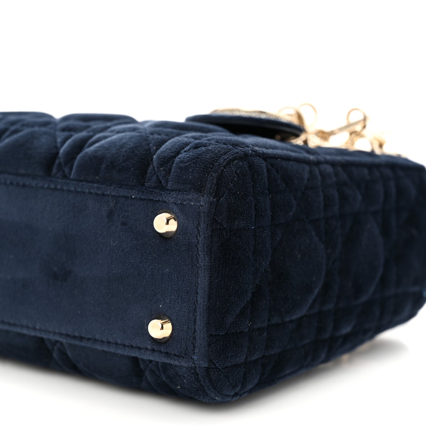 Velvet Mini Lady Dior Navy Blue