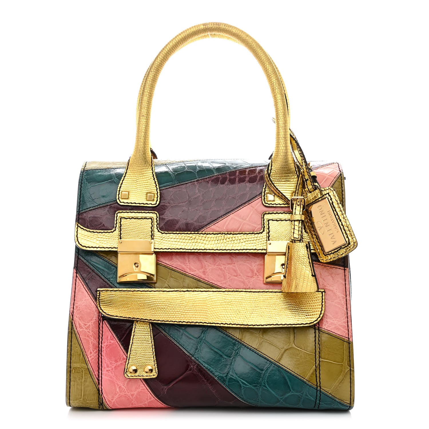 Valentino Garavani Patchwork Crocodile Dome Handbag Multicolor 1 of 15