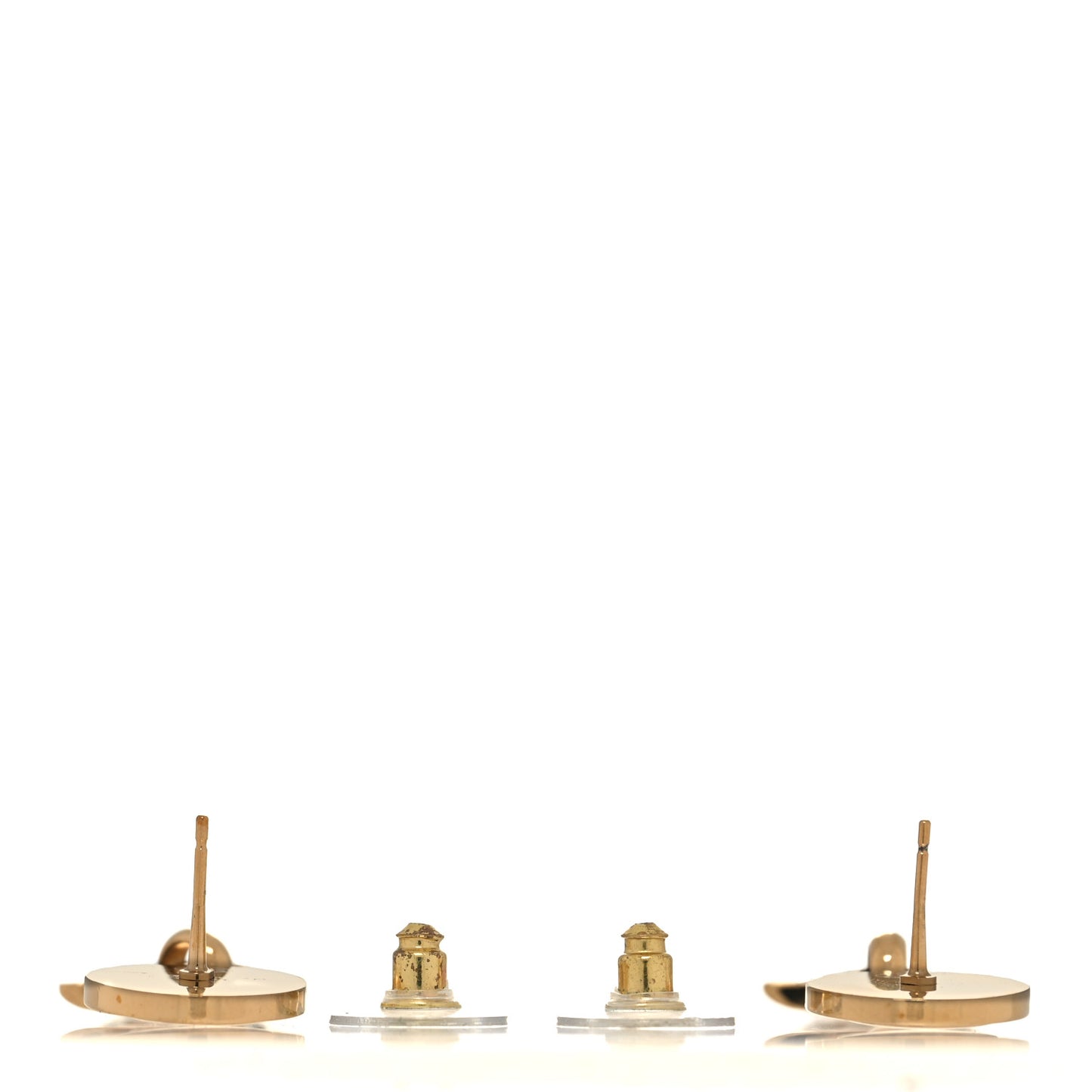 Metal Enamel Cha-Nel Logo Drop Earrings Gold Black
