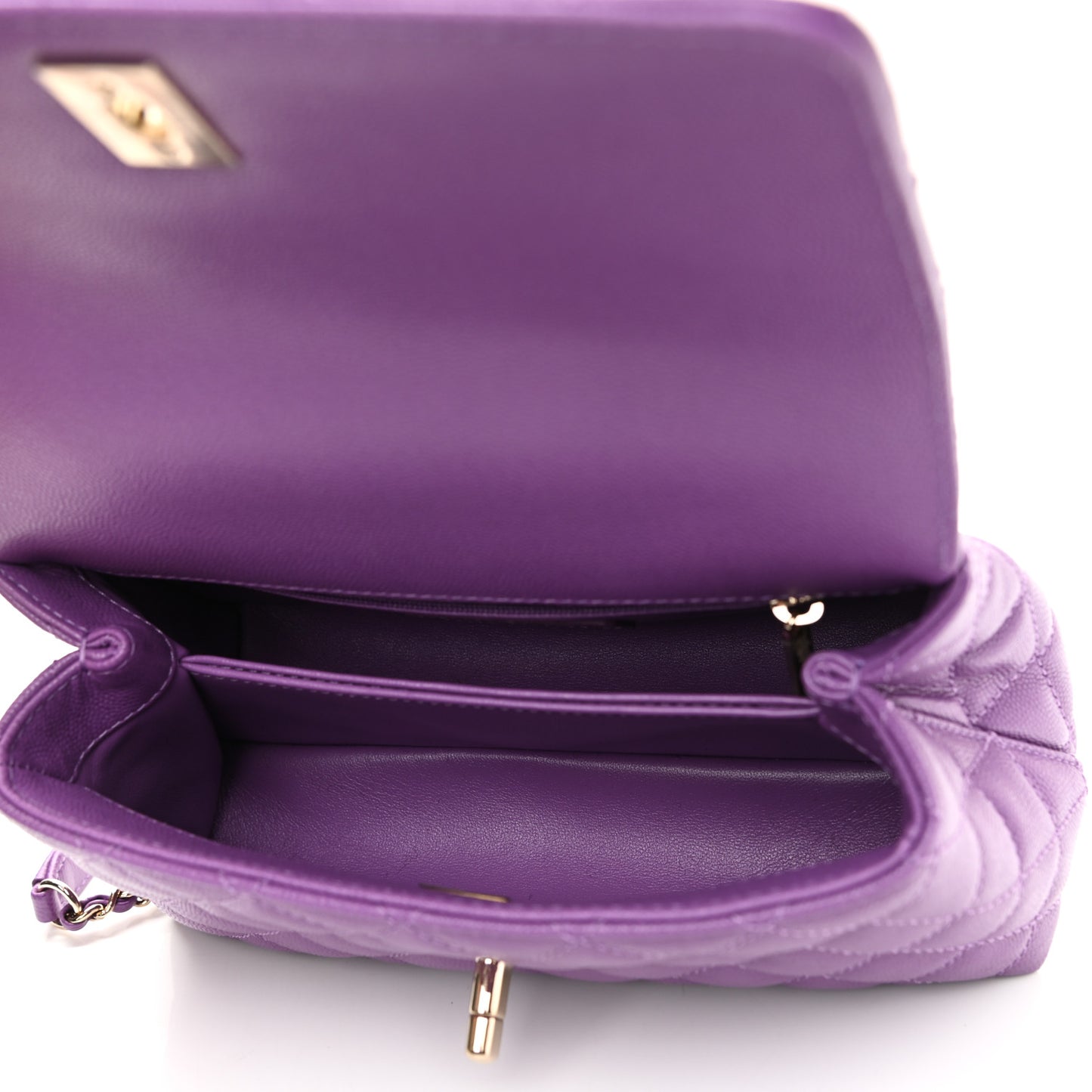 Caviar Quilted Mini Coco Handle Flap Purple
