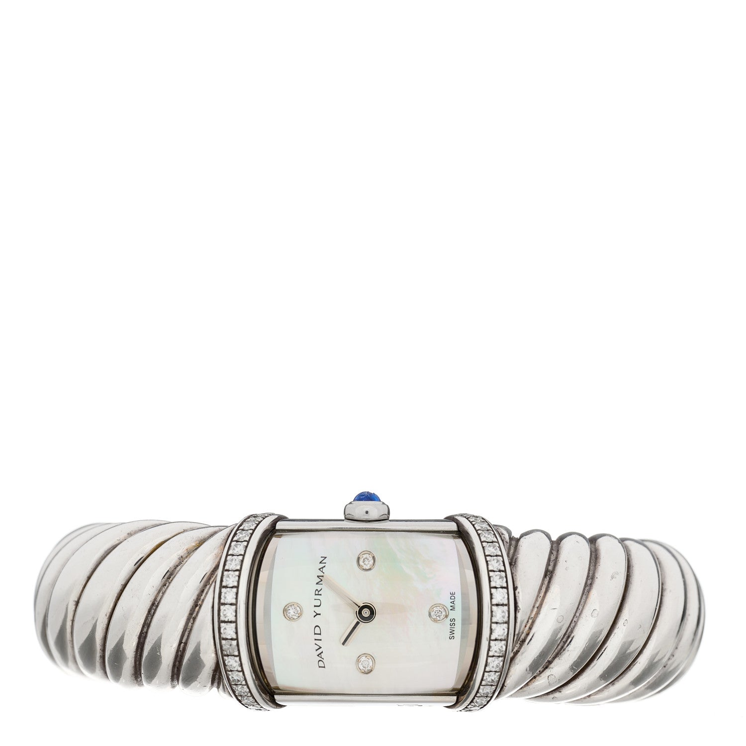 David Yurman Sterling Silver Diamond Bezel Mother of Pearl 19mm Waverly Quartz Watch 2 of 5