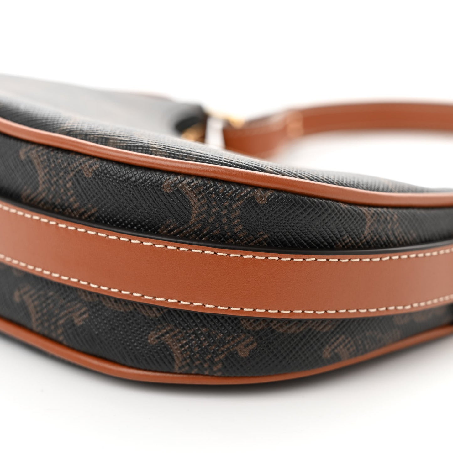 Canvas Calfskin Mini Ava Triomphe Shoulder Bag Tan