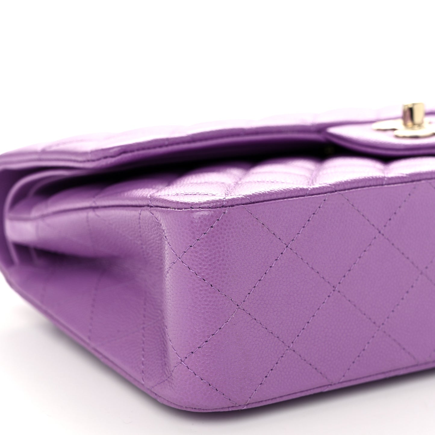 Caviar Quilted Medium Double Flap Purple