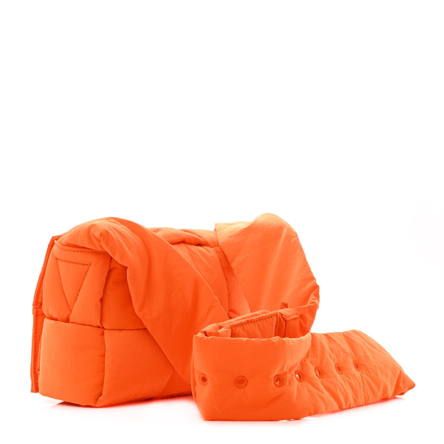 Nylon Intrecciato Padded Tech Small Cassette Bag Orange