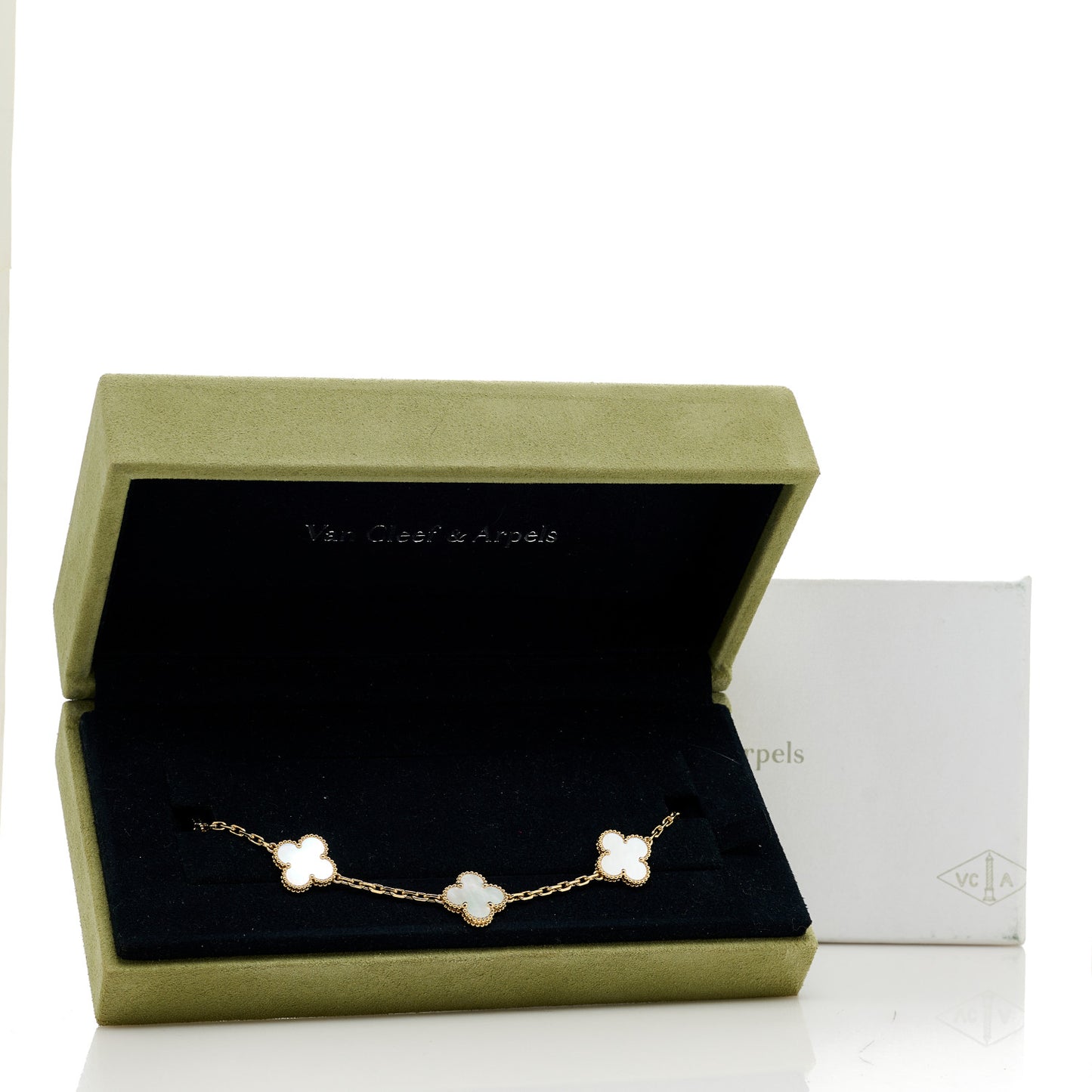 18K Yellow Gold Mother of Pearl 5 Motifs Vintage Alhambra Bracelet