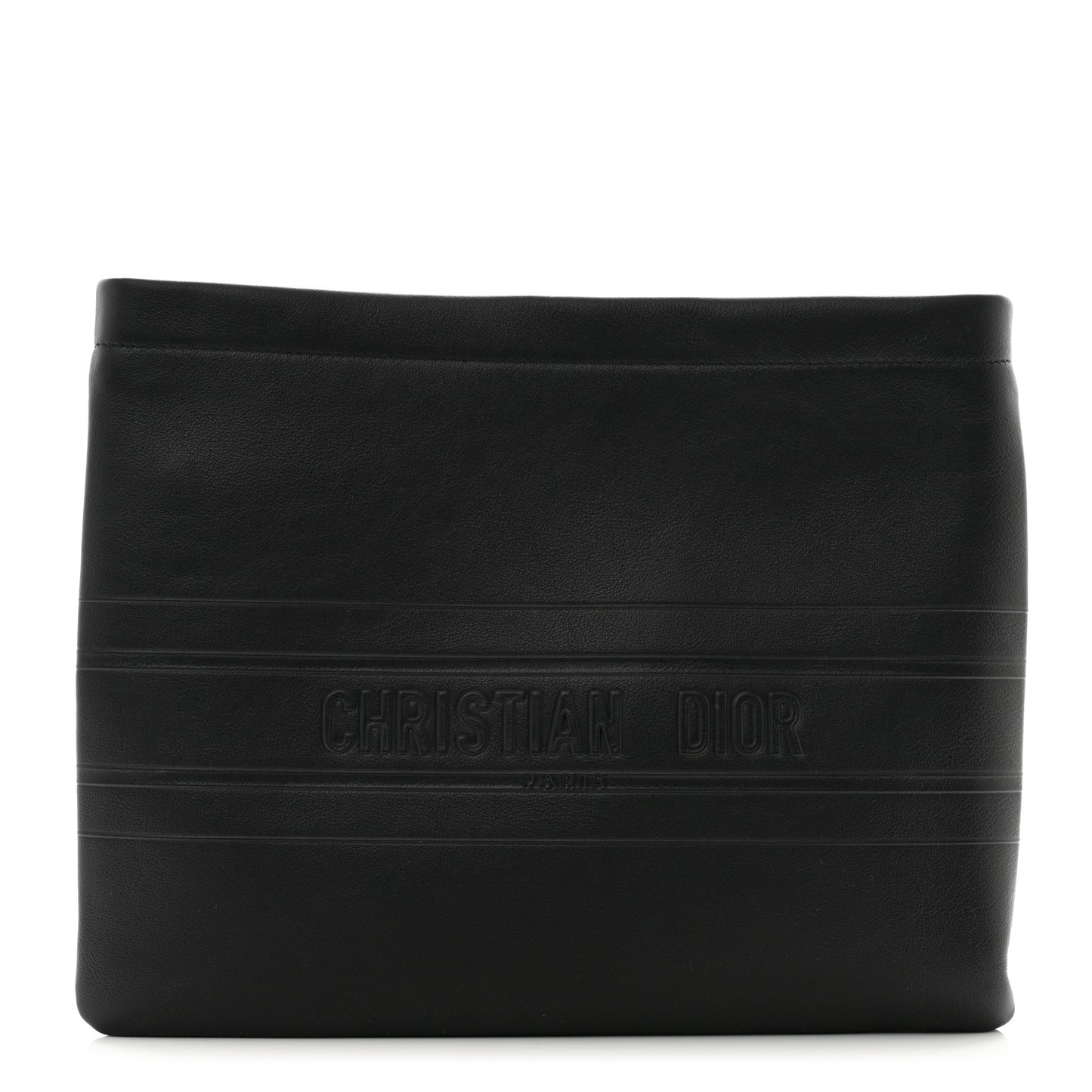 Calfskin Medium Diordouble Zip Pouch Black
