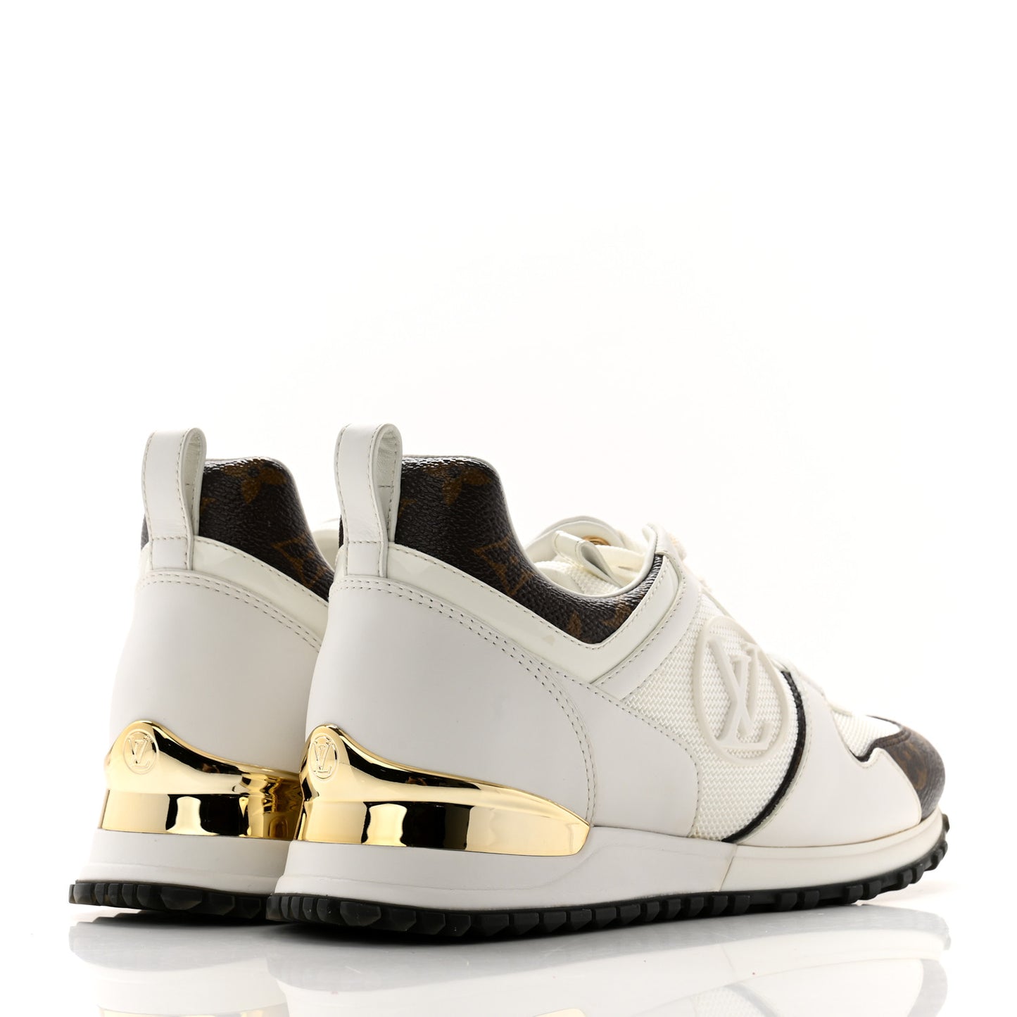 Calfskin Monogram Run Away Sneakers 35.5 White