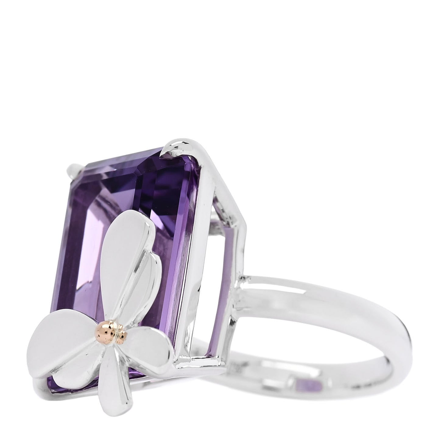 Sterling Silver 18K Rose Gold Amethyst Return to Tiffany Love Bugs Butterfly Ring 54 7