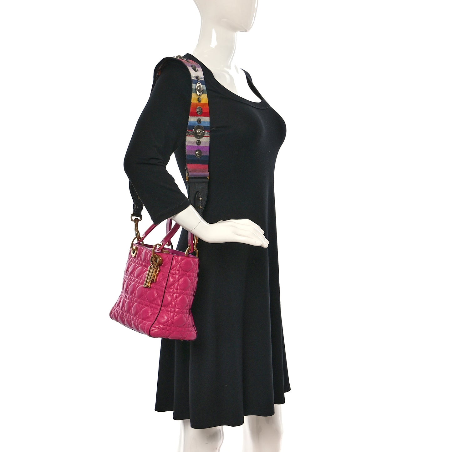 Goatskin Cannage Medium Lady Dior Fuchsia