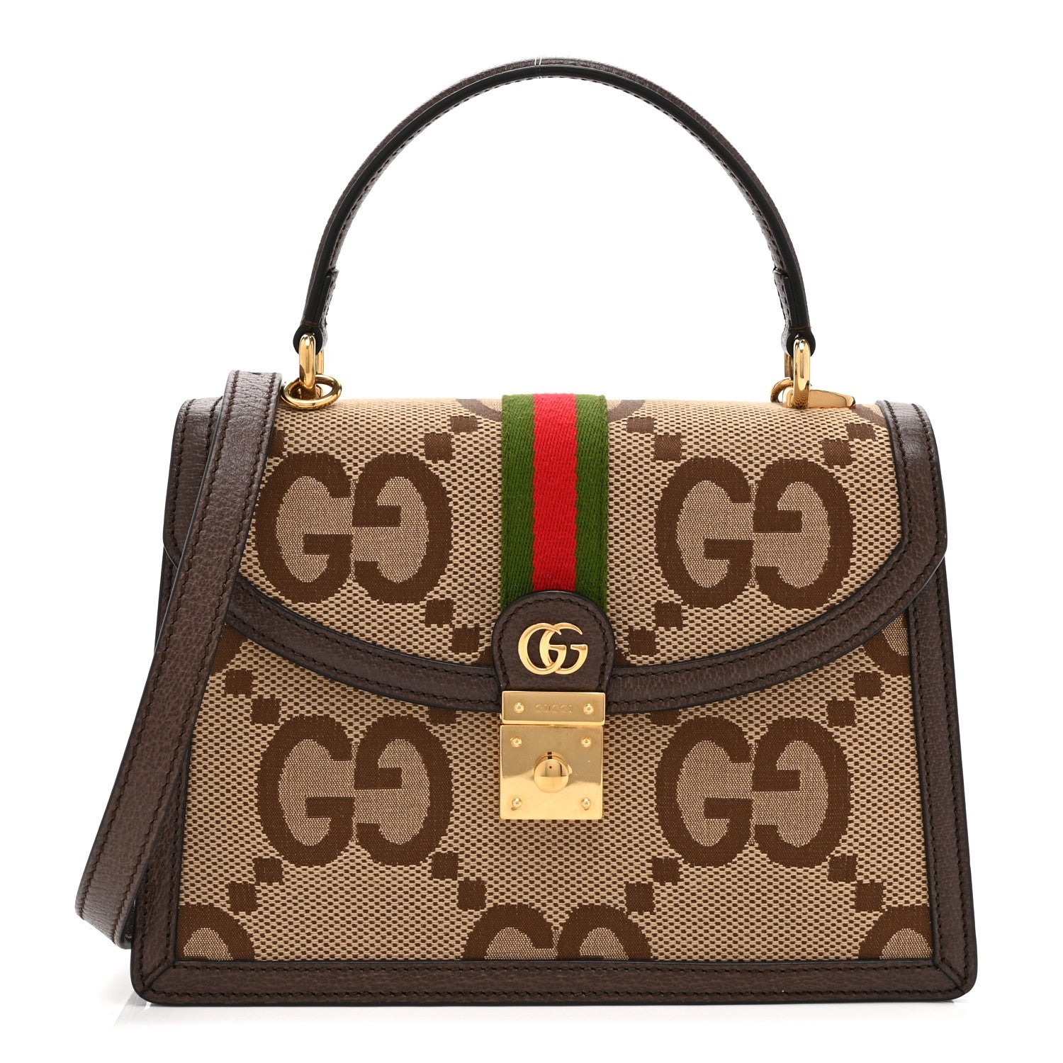 Gucci Monogram Jumbo GG Textured Dollar Calfskin Web Small Ophidia