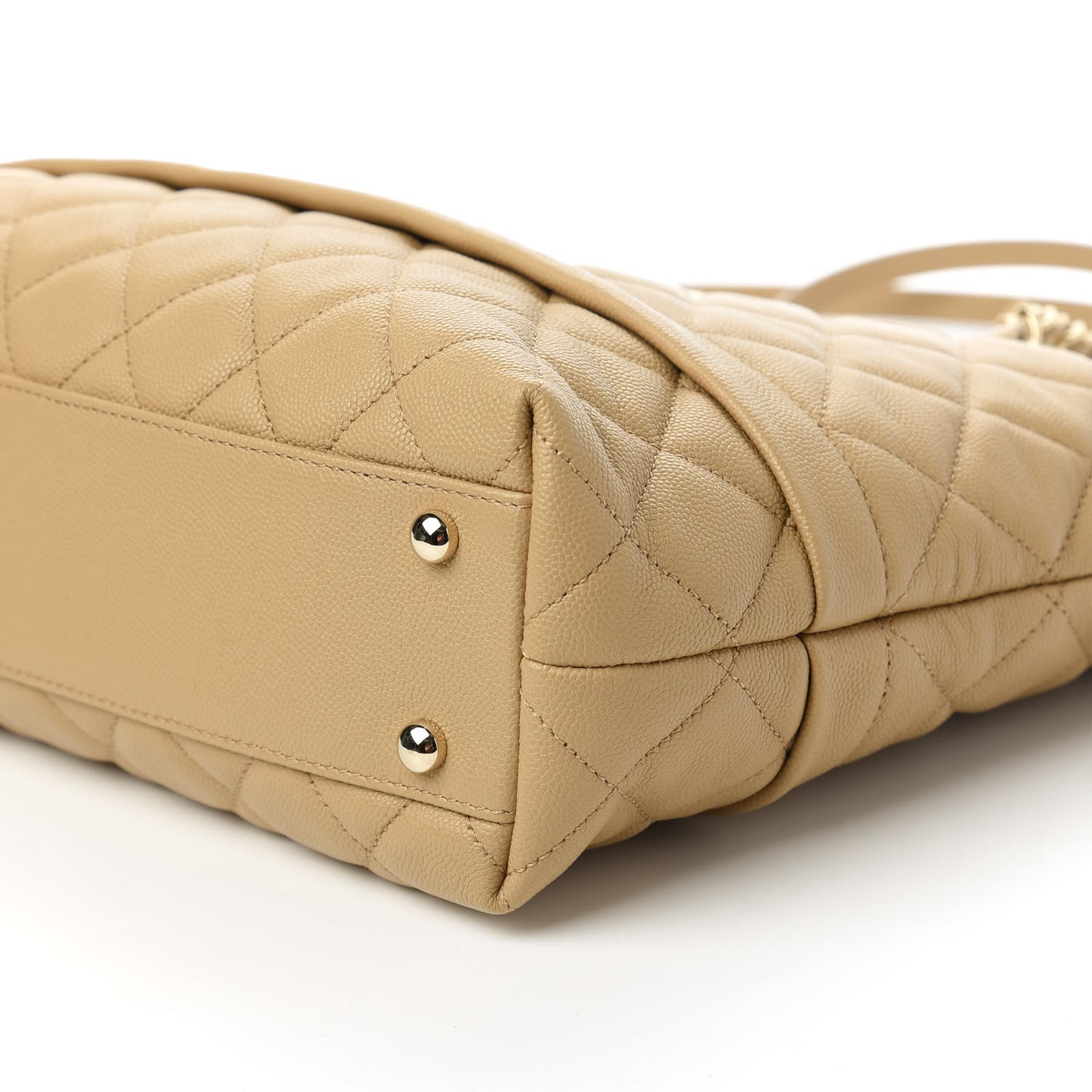 Caviar Quilted Rolled Up Tote Beige