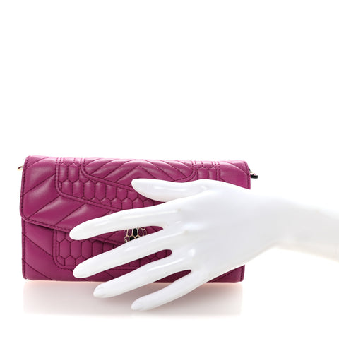 Calfskin Quilted Serpenti Forever Clutch Plum